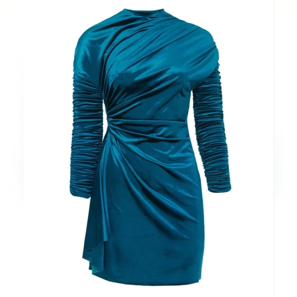 ATLEIN Ruched Velvet Mini Dress SZ 38 US XS